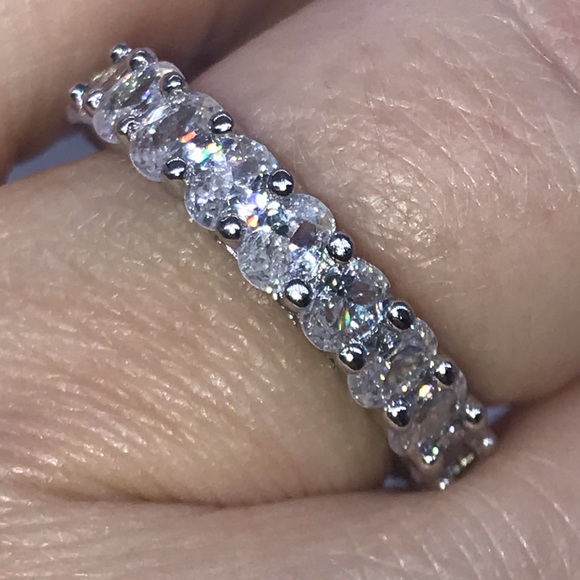 White Gold over 925 diamond eternity wedding ring - Picture 10 of 14